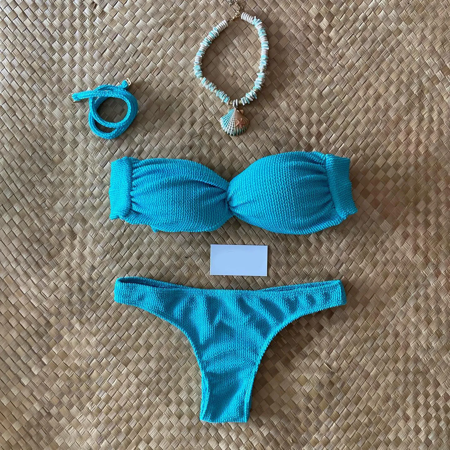 Fashion solid color breast split bikini