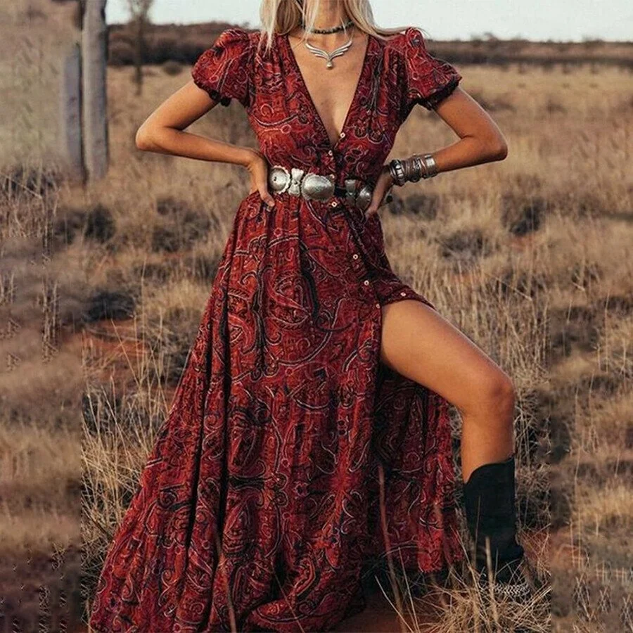 Cowgirl Button Down Paisley Tribal Dress